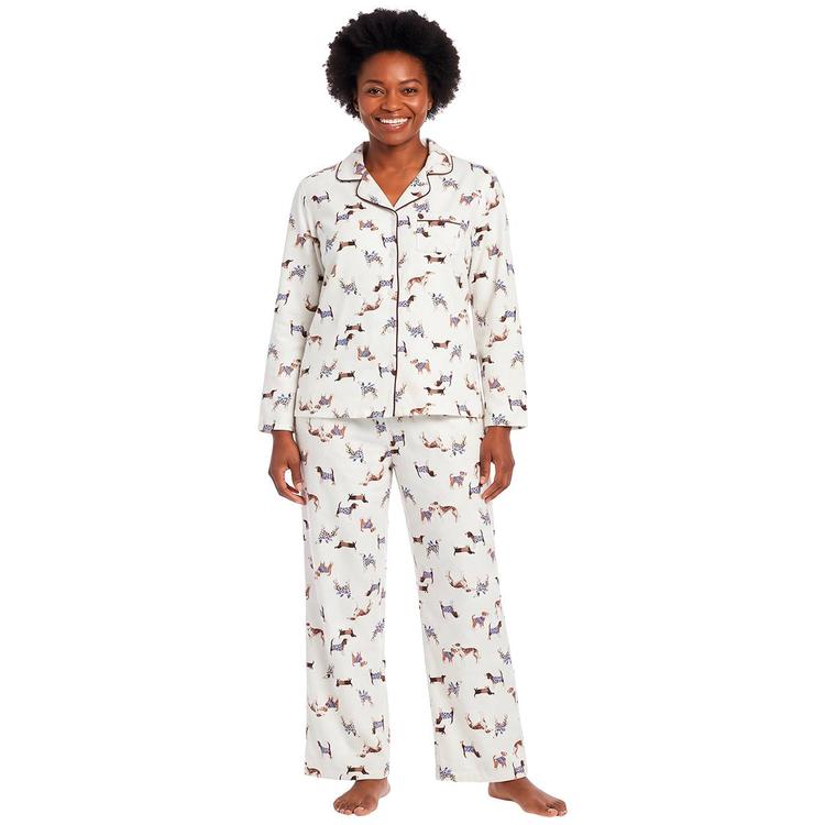 Womens Laura Ashley® Cotton Interlock Dog Pajama Set