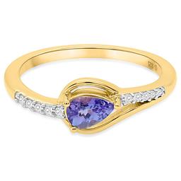 Gemstone Classics™ Pear-Shaped Tanzanite with White Topaz Ring