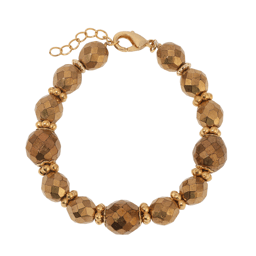 1928 Jewelry Gold Tone Round Bronze Bead Bracelet