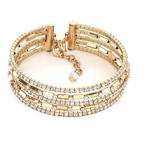 Napier Gold-Tone & Clear Crystal Multi-Row Coil Bracelet - image 