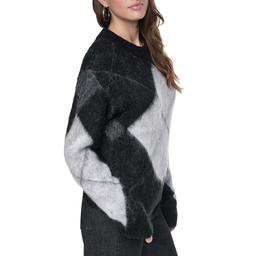 Womens DKNY Long Sleeve Brushed Argyle Sweater