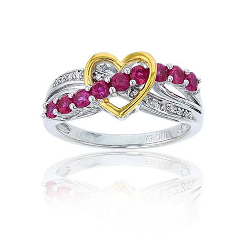 Gemstone Classics(tm) Heart Band Sterling Silver Ring - image 