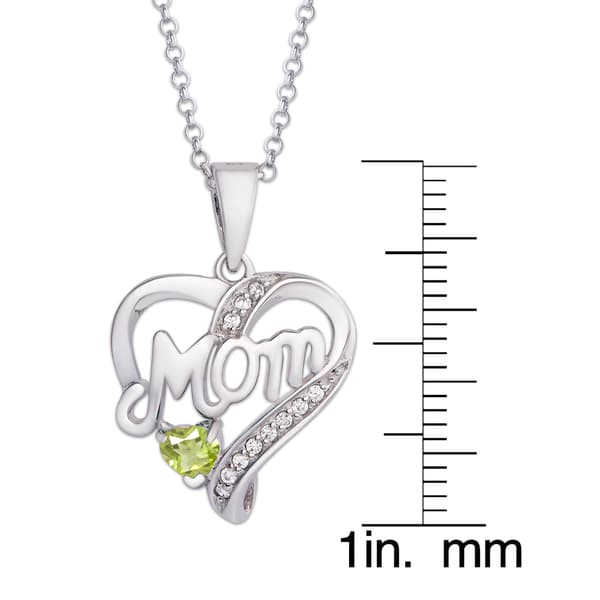 Gianni Argento Peridot & White Sapphire Mom Pendant Necklace