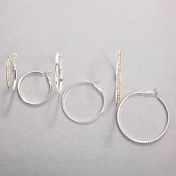 Design Collection Silver-Tone Multi Crystal Hoop Earrings