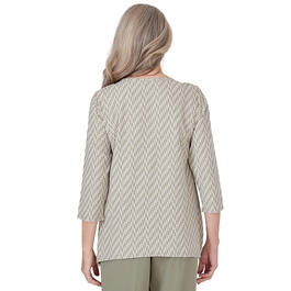 Womens Alfred Dunner Tuscan Sunset Rib Knit Texture Blouse