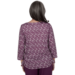 Petite Alfred Dunner Good To Go 3/4 Sleeve Geometric Blouse
