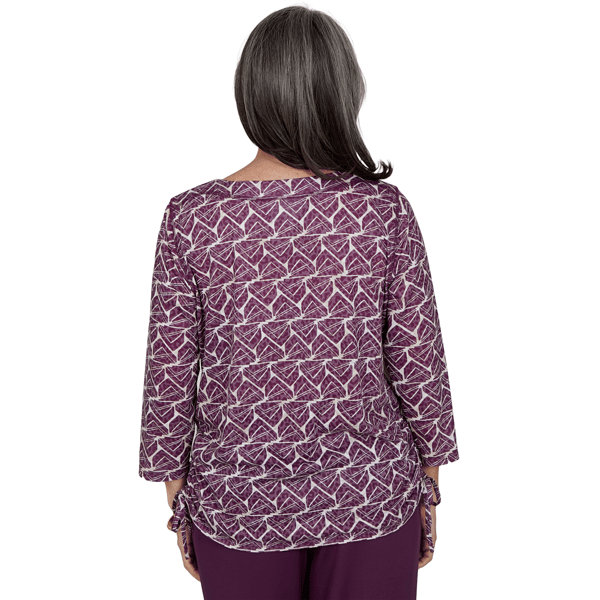 Petite Alfred Dunner Good To Go 3/4 Sleeve Geometric Blouse