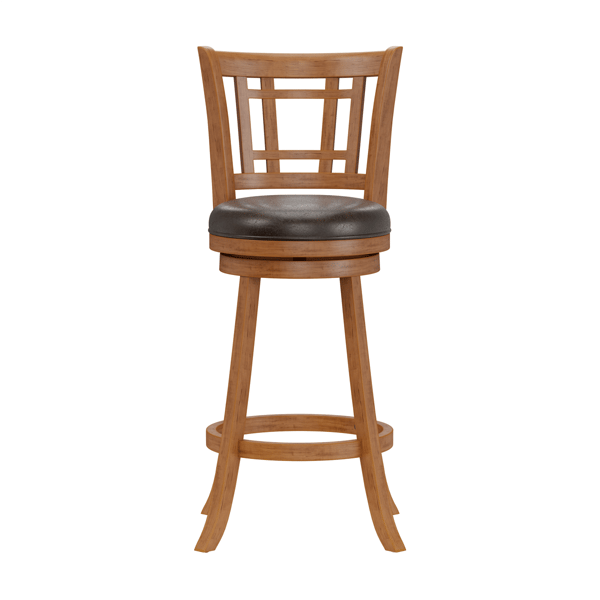 HH2 Home Fairfox Oak Wood Bar Height Swivel Stool