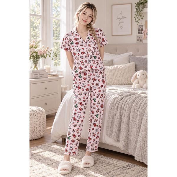 Juniors Derek Heart Tattoo Parlor Tee & Long Leg Pajama Set - image 