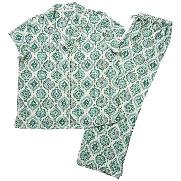Petite White Orchid Short Sleeve Tile Cropped Pajama Set - image 