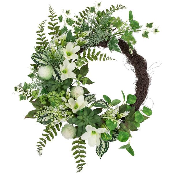 Northlight Seasonal Artificial Hellebores & Ivy Spring Wreath - image 