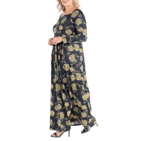 Plus Size 24/7 Comfort Apparel Floral Long Sleeve Maxi Dress