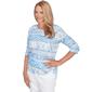 Petite Alfred Dunner Classics 3/4 Sleeve Side Tie Ikat Blouse - image 3