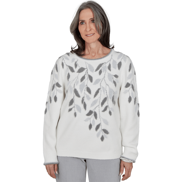 Womens Alfred Dunner Vail Falling Winter Leaves Sweater