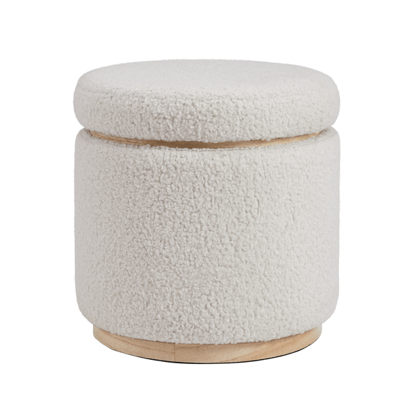 Linon Home Decor Blanche Storage Natural Sherpa Ottoman