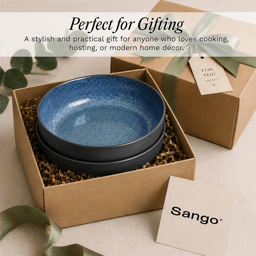 Sango Resona Blue/Black Large Ceramic Serving Bowl - Set of 2
