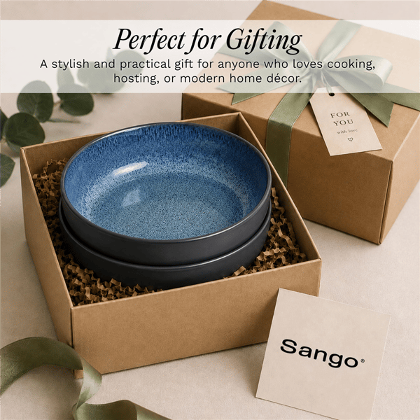 Sango Resona Blue/Black Large Ceramic Serving Bowl - Set of 2