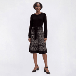 Womens Robbie Bee Long Sleeve Abstract Bottom Sweater Dress