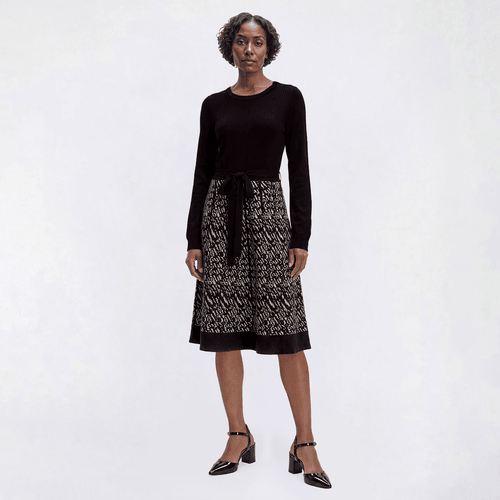Womens Robbie Bee Long Sleeve Abstract Bottom Sweater Dress