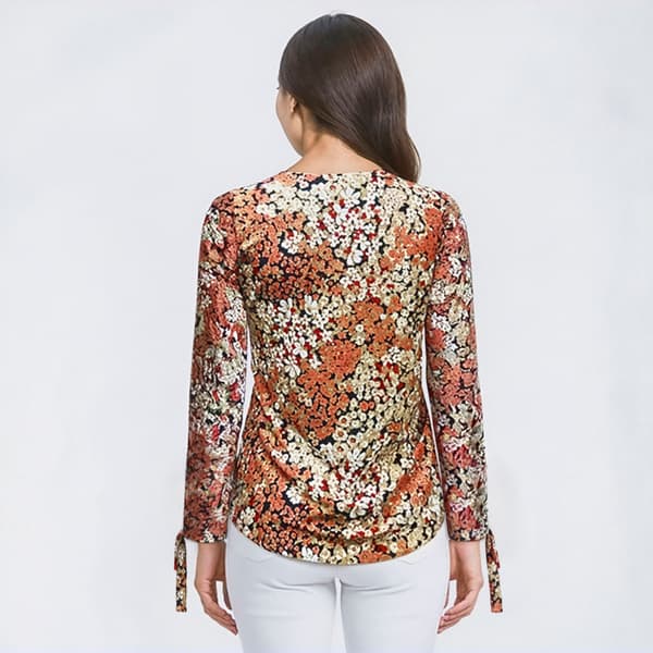 Womens Tommy Hilfiger 3/4 Ruched Sleeve Floral Blouse