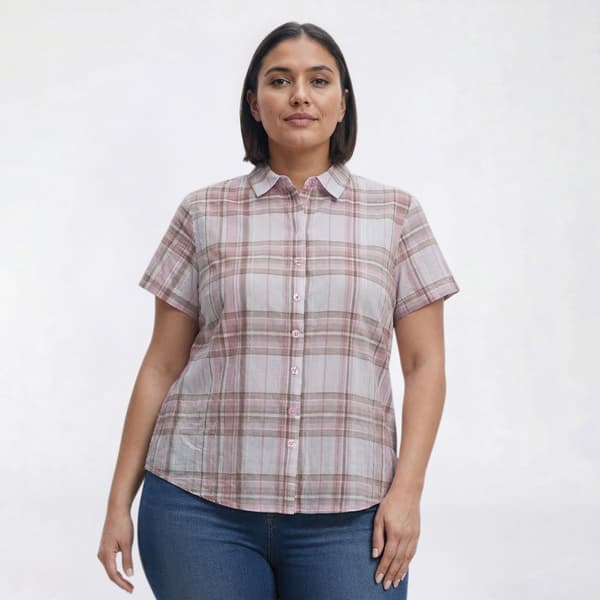 Plus Size Preswick & Moore(R) Plaid Dobby Camp Button Down - image 