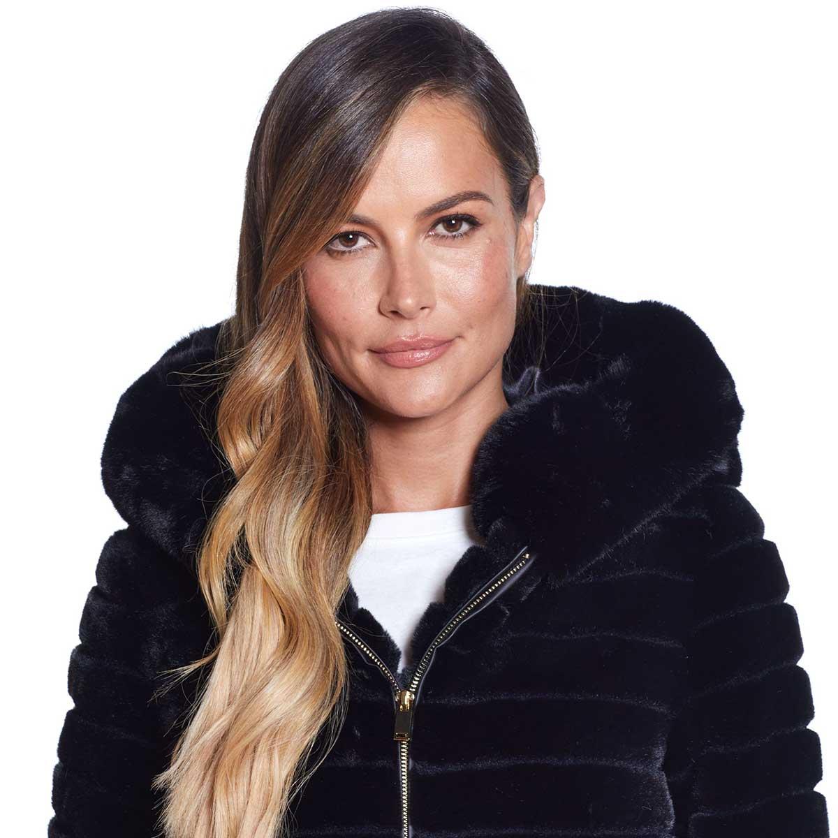 Womens Gallery Full Zip Faux Fur Coat