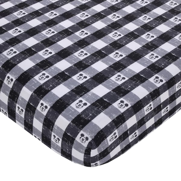 Disney Mickey Mouse Plaid Fitted Crib Sheet