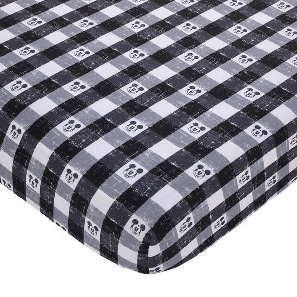 Disney Mickey Mouse Plaid Fitted Crib Sheet - image 