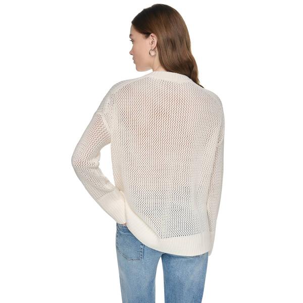Womens DKNY Jeans Long Sleeve Open Stitch Varsity Logo Sweater
