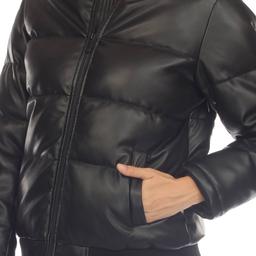 Womens White Mark Fur Hoodie Puffer Jacket