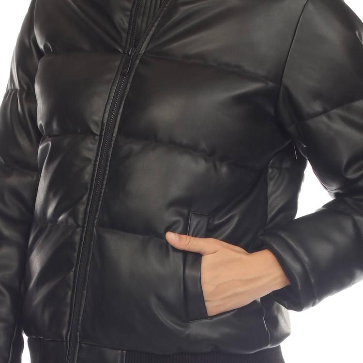 Womens White Mark Fur Hoodie Puffer Jacket