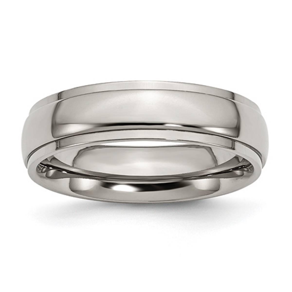Mens Endless Affection™ Titanium Ridged Edge Brushed...