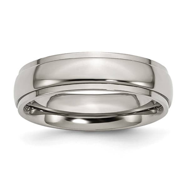 Mens Endless Affection&#40;tm&#41; Titanium Ridged Edge Brushed Wedding Band - image 