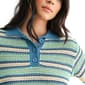 Womens CITY BLUES Short Sleeve Crochet Stripe Polo Sweater - image 4