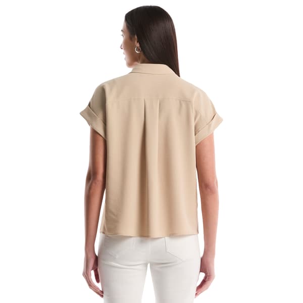 Womens Rafaella® Short Roll Sleeve Button Front Blouse