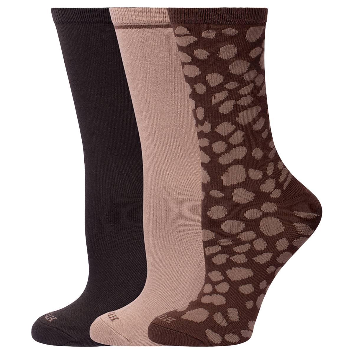 Womens HUE(R) 3pr. Leopard Super Soft Crew Socks