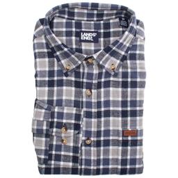 Mens LANDS END(R) Campside Flannel Shirt - Navy/White