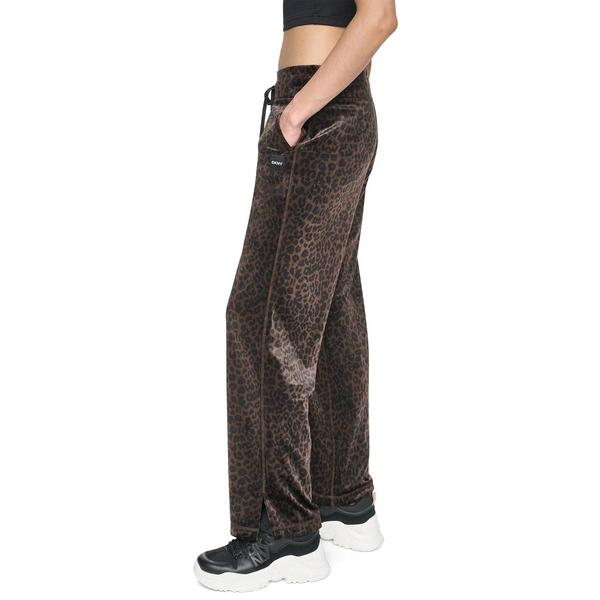 Womens DKNY Sport Leopard Velour Mid-Rise Pants