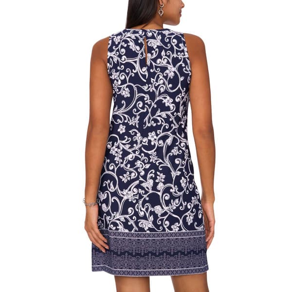 Womens MSK Sleeveless Scroll Pattern Keyhole Back Shift Dress