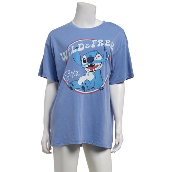 Juniors Freeze Mineral Wash Stitch Wild & Free Boyfriend Tee