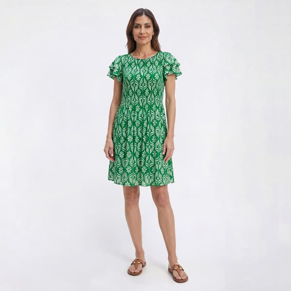 Womens Ninety Clothing Flutter Sleeve Geometric Shift Dress - image 