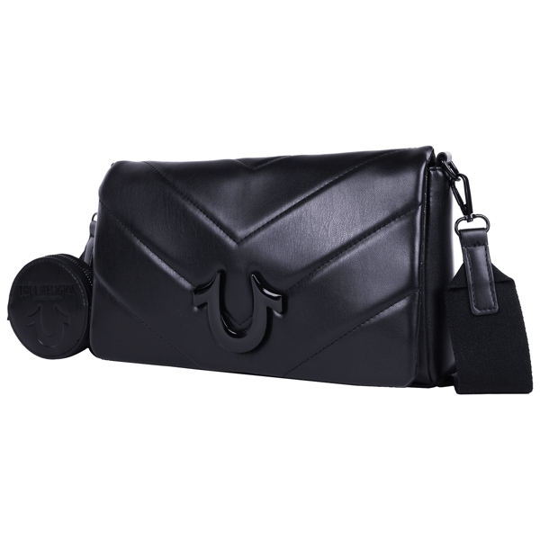 True Religion Quilted Flap Crossbody With Removable Pouch