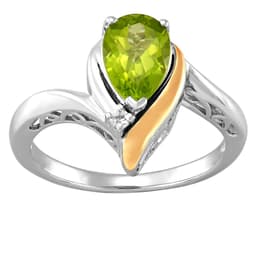 Gemstone Classics&#40;tm&#41; Created Peridot 10kt. Sterling Silver Ring