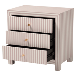 Baxton Studio Javianne End Table with Striped Faux Leather