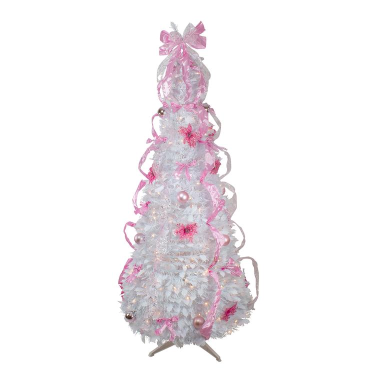 Northlight 6ft. Pre-Lit White Decorated Pop-Up Christmas Tree
