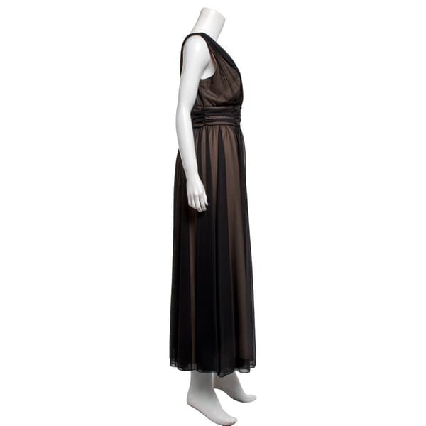 Petite Connected Apparel Surplice Neck Ruched Waist Evening Gown