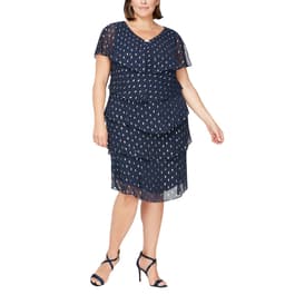 Plus Size SLNY Metallic Print Tier Dress