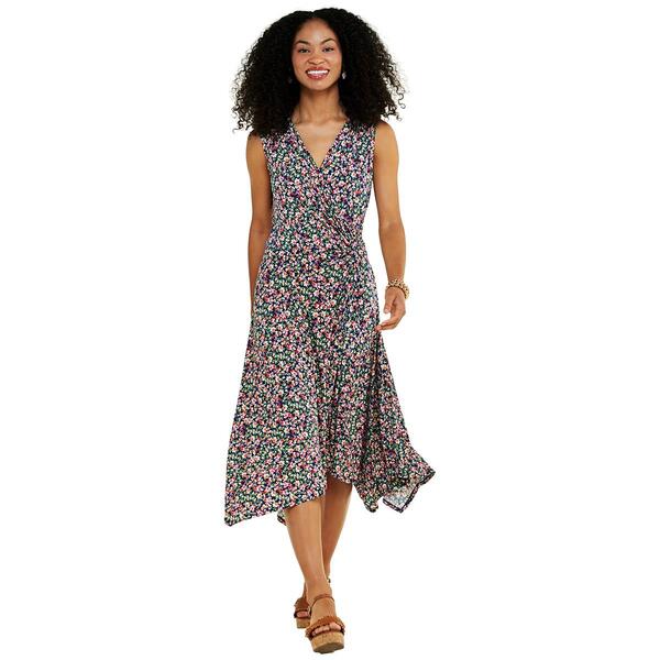Womens Perceptions Sleeveless Print ITY Side Drape Dress - image 