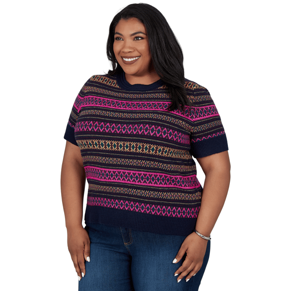 Plus Size Ruby Rd. English Countryside Mixed Fair Isle Sweater