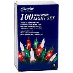 Sienna Add-A-Set(R) Red Clear &amp; Green 100ct. Christmas Lights